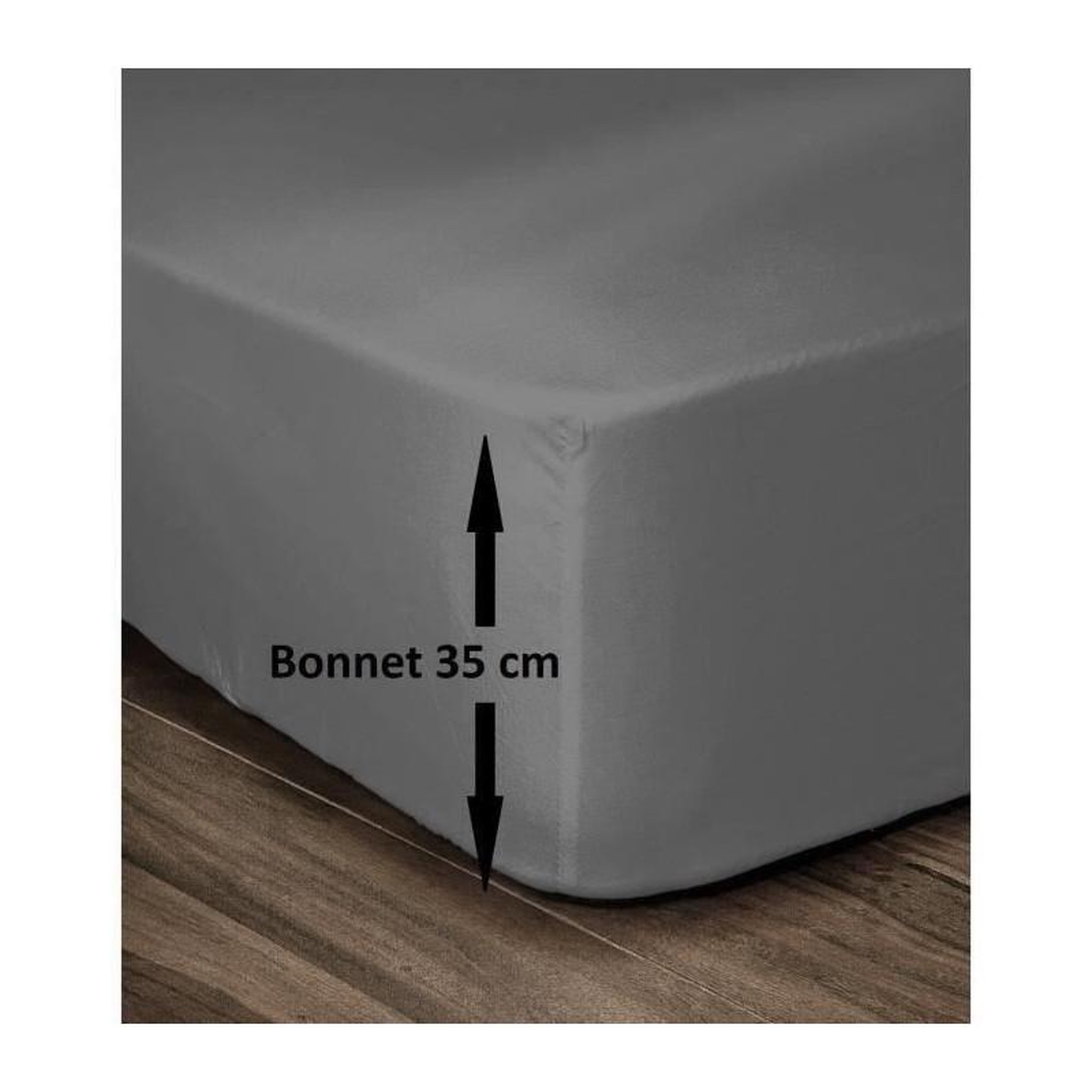 Voir la diapositive 1 : LOVELY HOME LOVELY HOME Drap Housse 100% Coton 180x200cm - Bonnet 35cm - Gris fonce