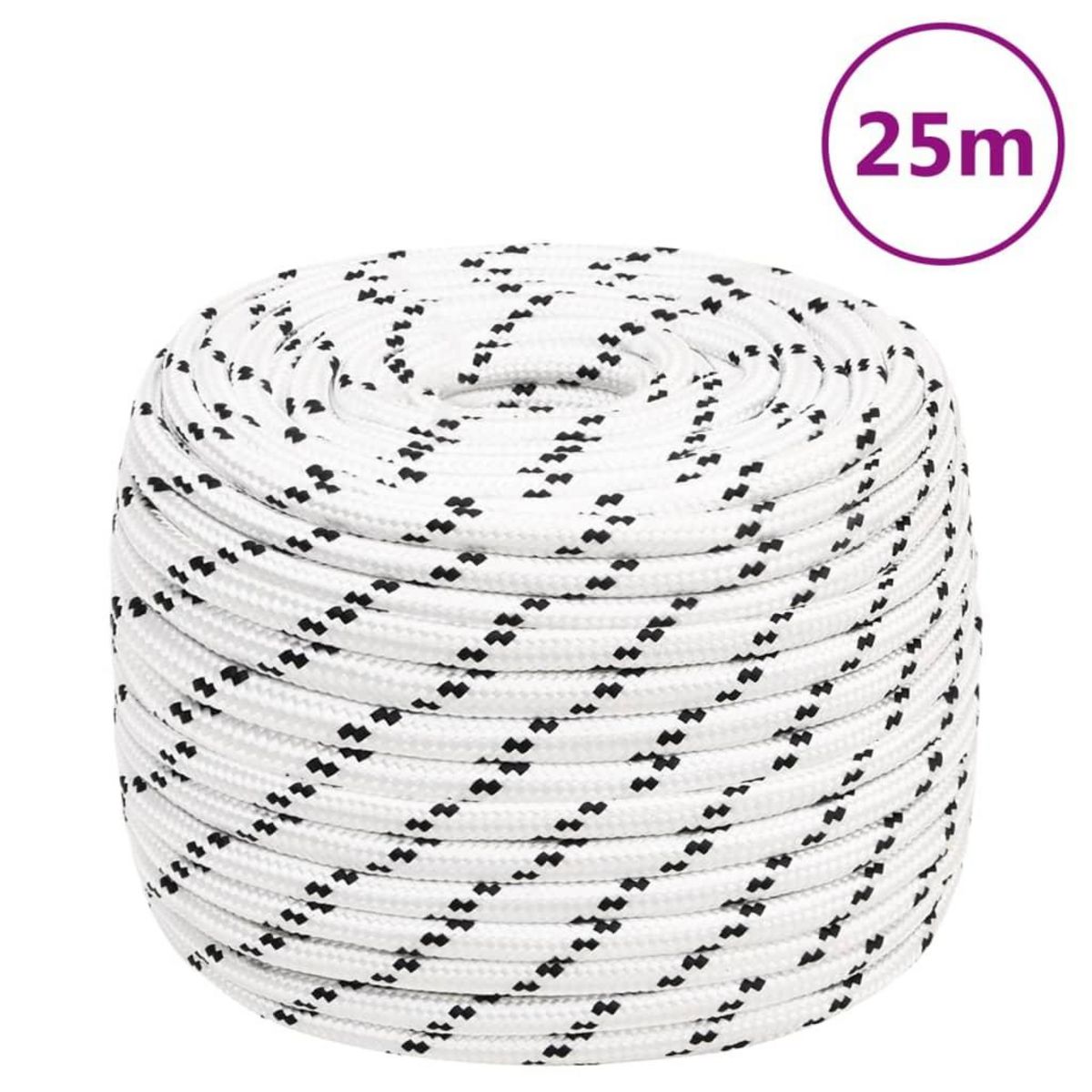 VIDAXL Corde de bateau tresse Blanc 14 mmx25 m Polyester