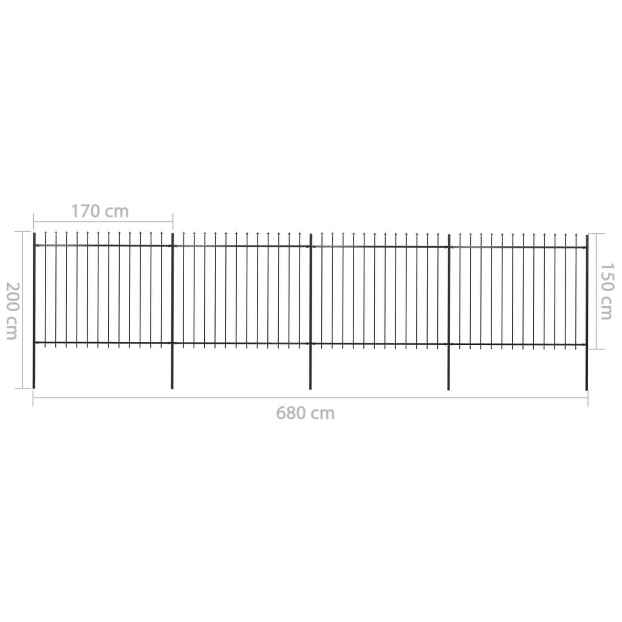 Voir la diapositive 6 : VIDAXL Cloture de jardin avec dessus en lance Acier 6,8 x 1,5 m Noir