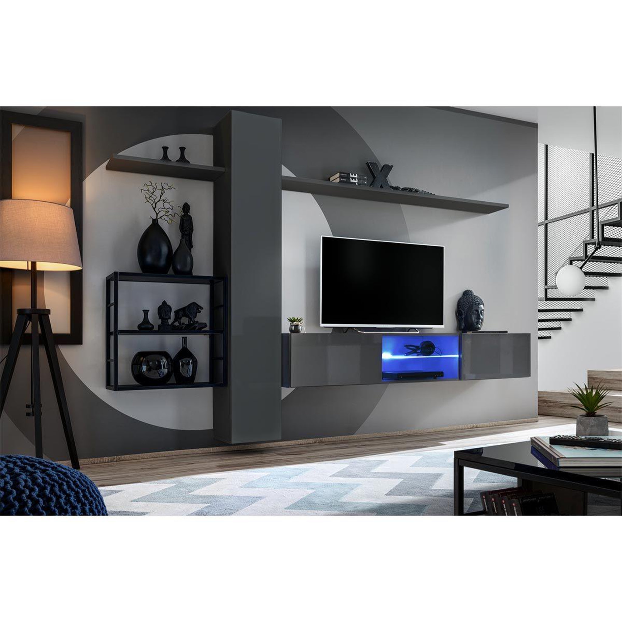 Voir la diapositive 2 : Paris Prix Ensemble meuble tv  switch v  270cm gris & noir