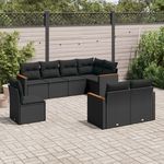 VIDAXL Salon de jardin 8 pcs avec coussins noir resine tressee