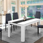 Voir la diapositive 4 : ID MARKET Table à manger extensible rectangle GEORGIA 6-10 personnes blanche et noire 140-220 x 90 cm