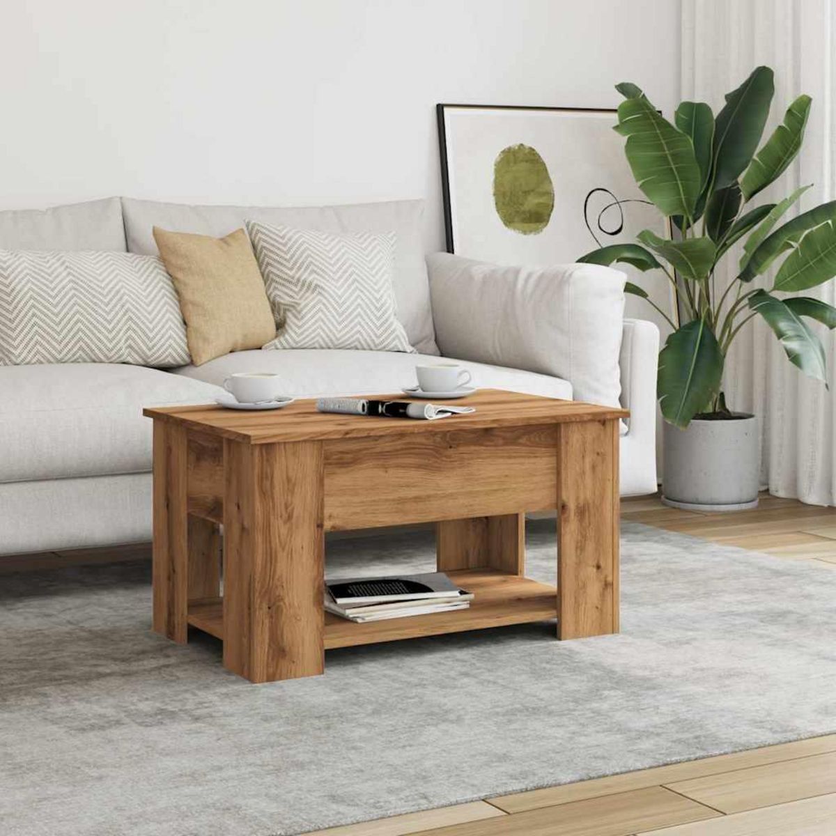VIDAXL Table basse chene artisanal 79x49x41 cm bois d'ingenierie