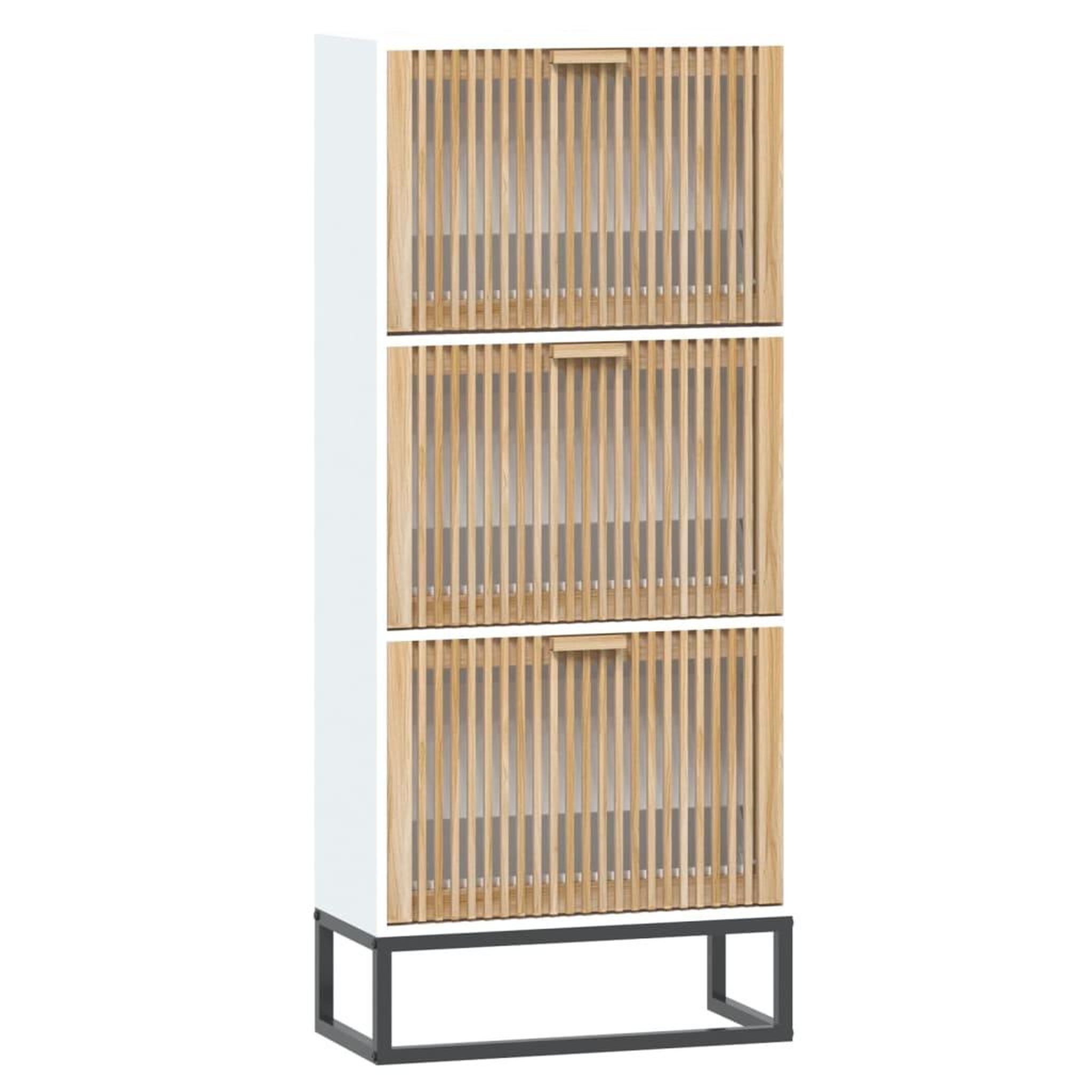 Voir la diapositive 2 : VIDAXL Armoire a chaussures blanc 52x25x120 cm bois d'ingenierie