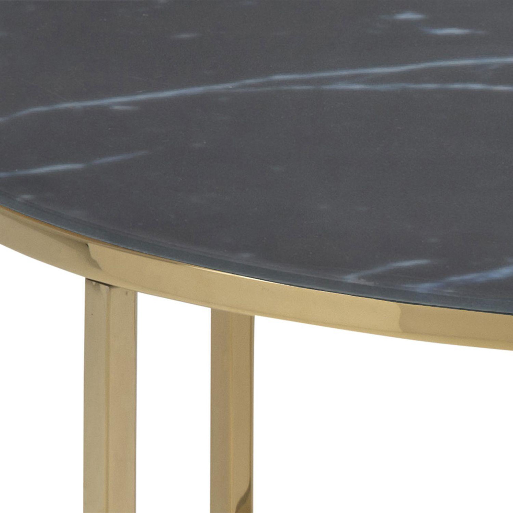 Voir la diapositive 3 : TOILINUX Table basse Alysé ronde en verre effet marbre