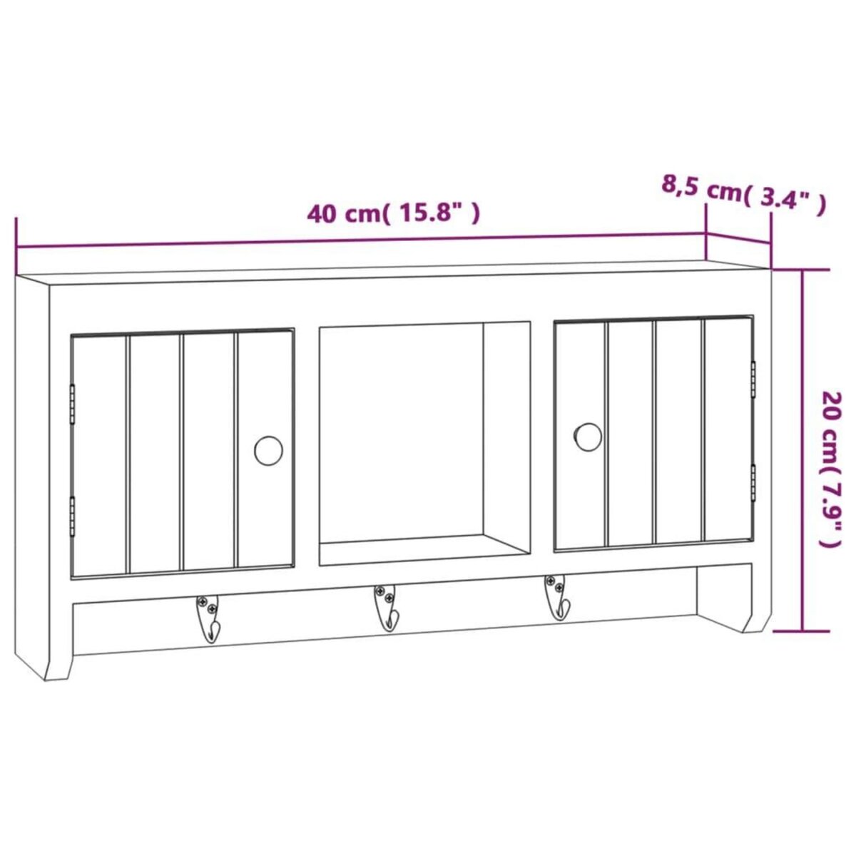 VIDAXL Armoire a cles Blanc 40x8,5x20 cm Bois d'ingenierie et acier