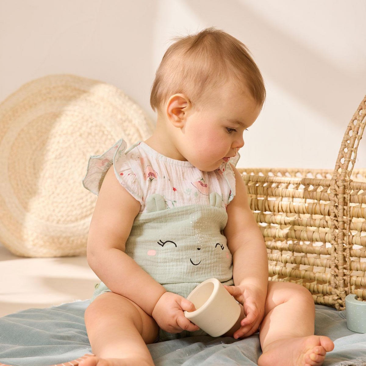 Petit Béguin Barboteuse bébé en gaze de coton Arya