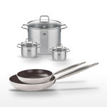 ELO Lot 2 Poêles 24/28 cm et 3 Faitouts 14/16/26 cm Elo Bistro Line