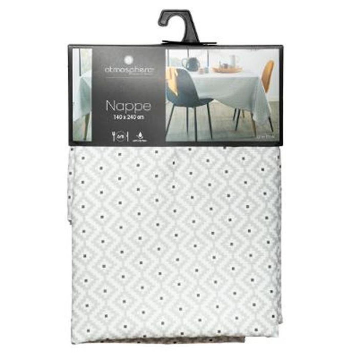 ATMOSPHERA Nappe anti-tache ethnique Ethnik - L. 240 x l . 140 cm - Gris