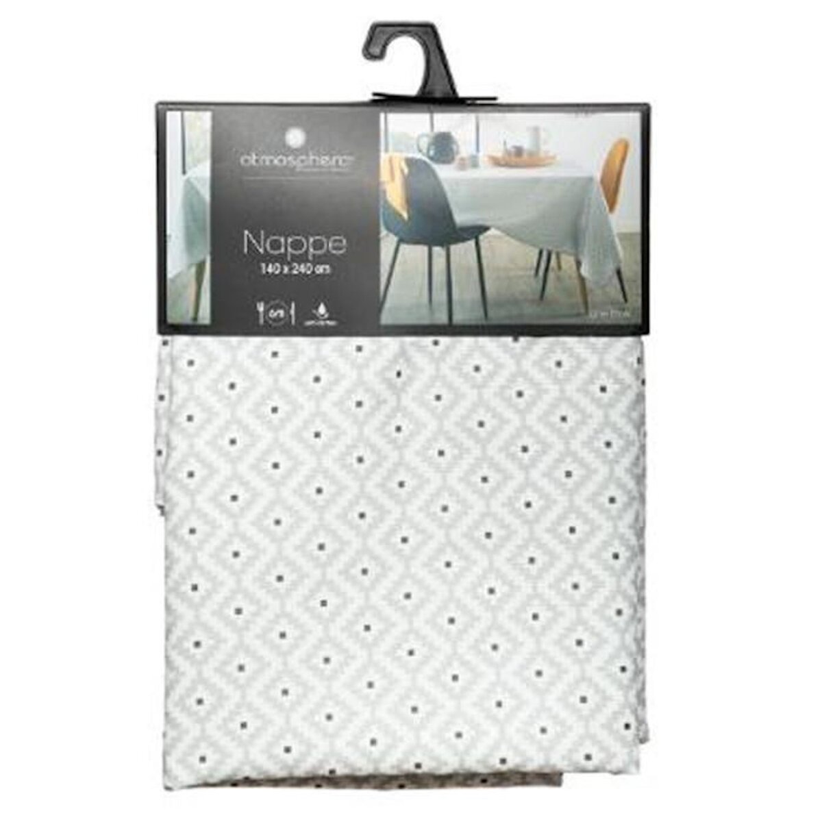 ATMOSPHERA Nappe anti-tache ethnique Ethnik - L. 240 x l . 140 cm - Gris