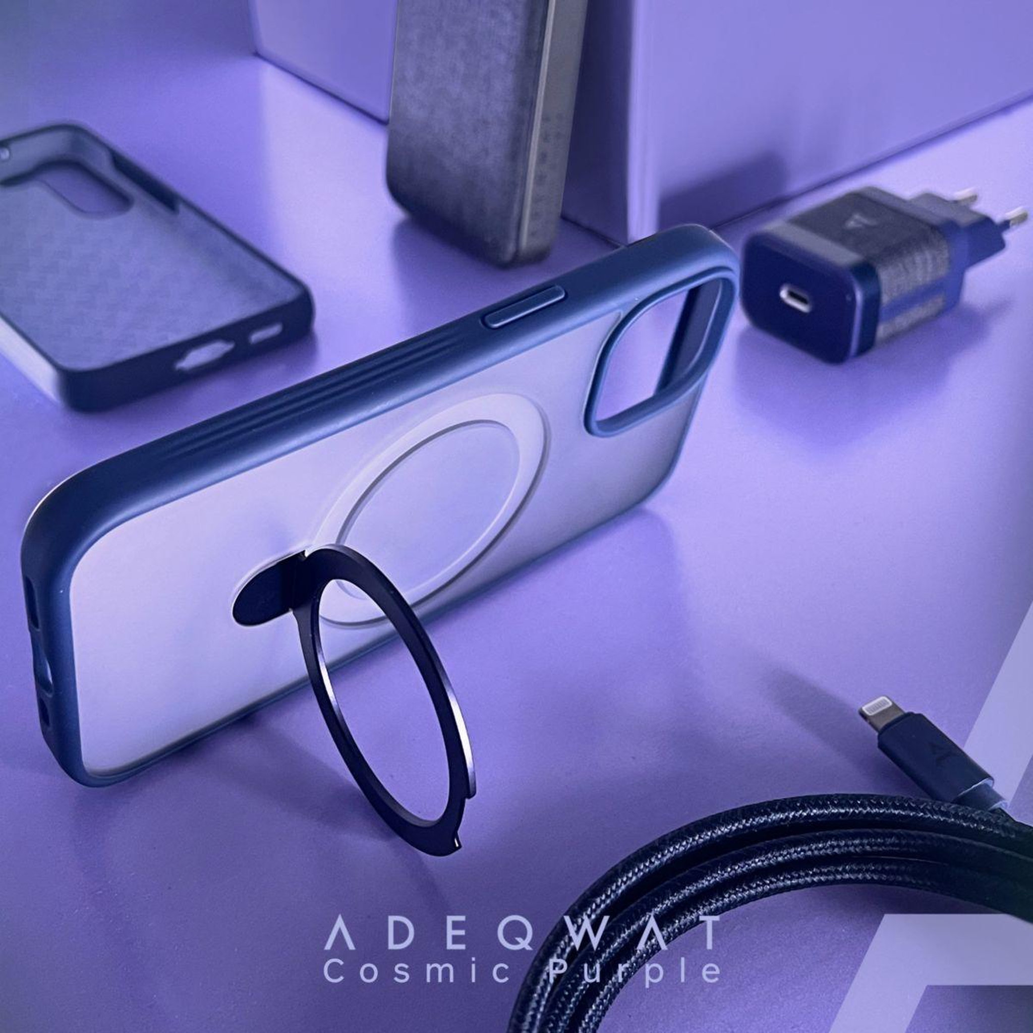 Voir la diapositive 2 : ADEQWAT Coque iPhone 15 MagSafe 2 en 1 - Cosmic Purple