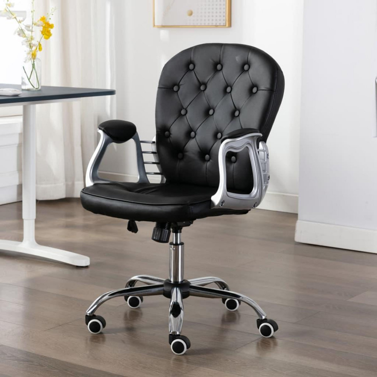 VIDAXL Chaise de bureau pivotante Noir Similicuir