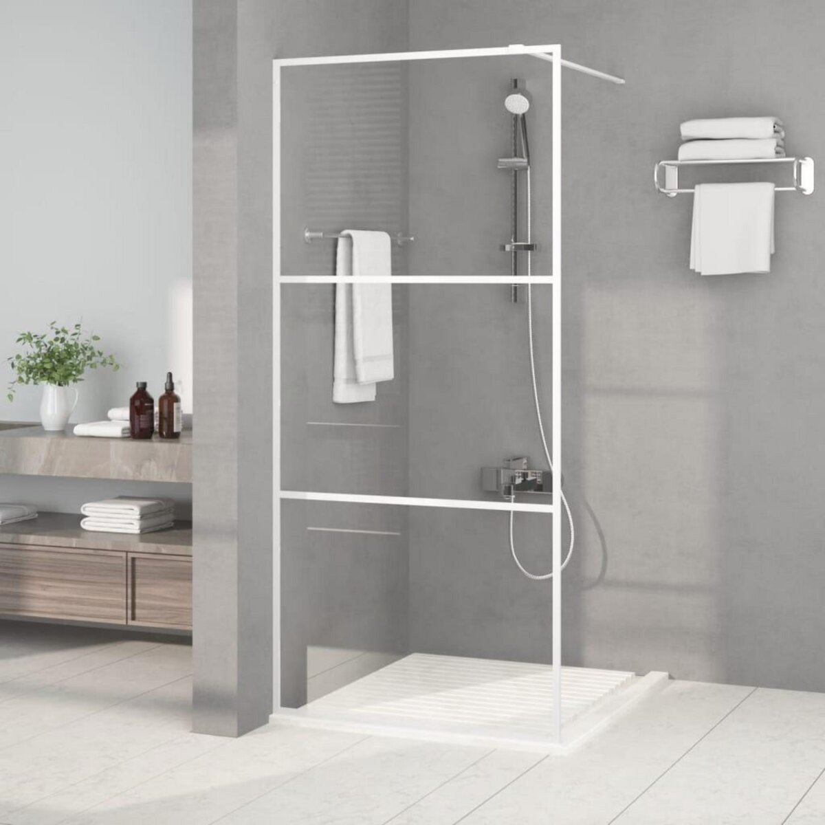 VIDAXL Paroi de douche Blanc 90x195 cm Verre ESG transparent