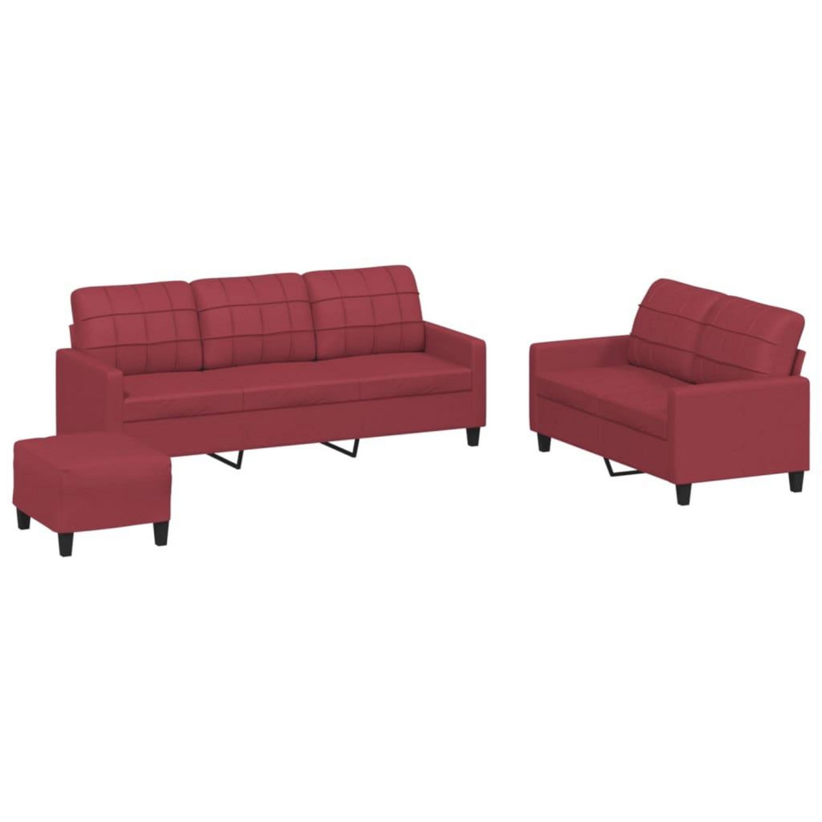 VIDAXL Ensemble de canapes 3 pcs et coussins Rouge bordeaux Similicuir