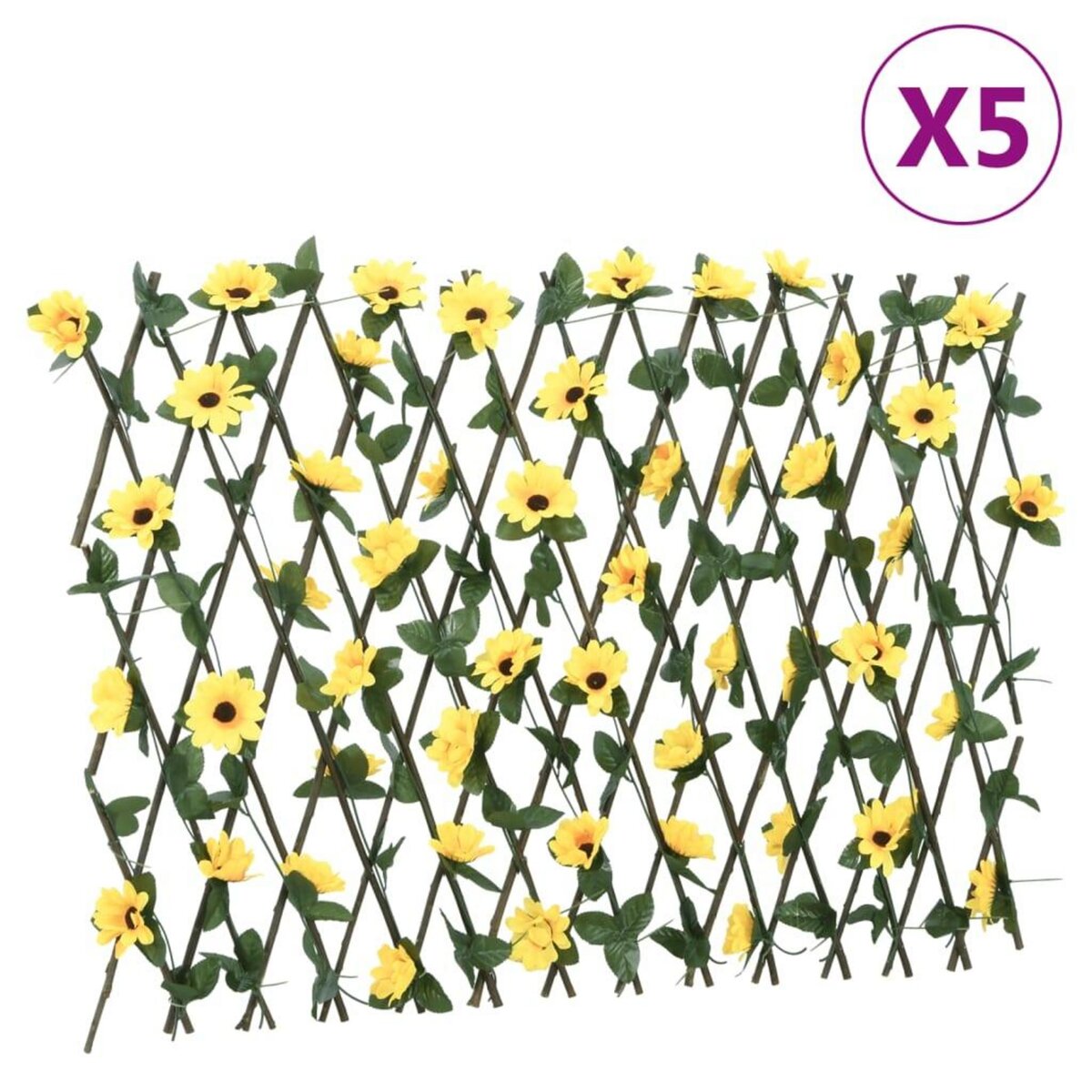 VIDAXL vidaXL Treillis de lierre artificiel extensible 5 pcs jaune 180x60 cm