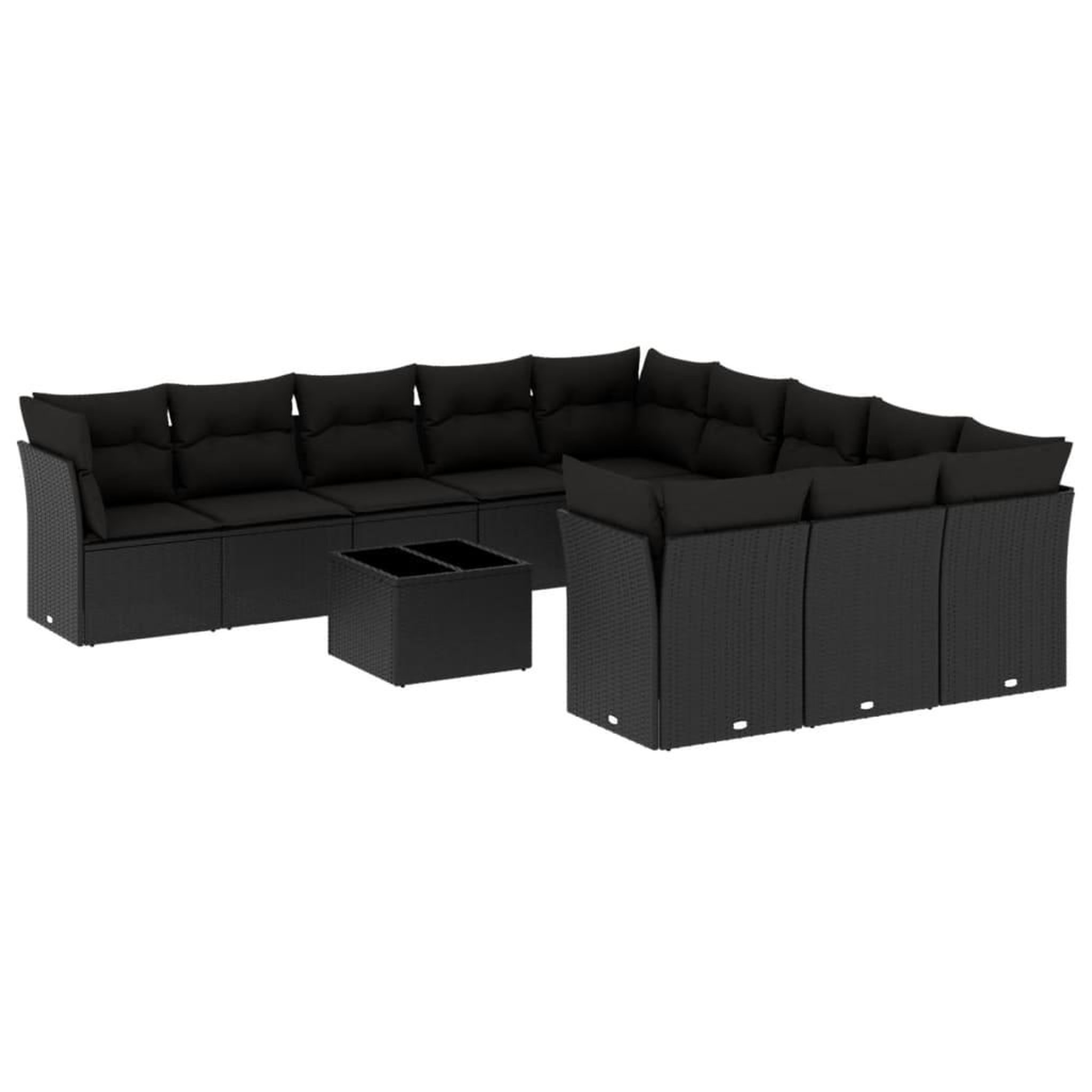 Voir la diapositive 2 : VIDAXL Salon de jardin 12 pcs avec coussins noir resine tressee