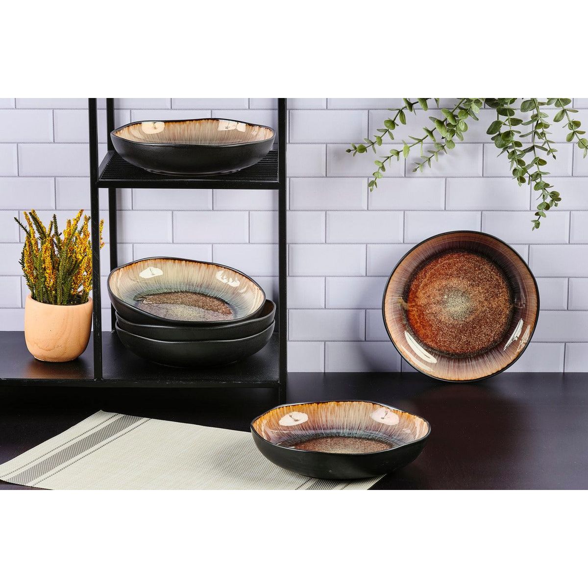 BJORN Assiette creuse IRIS Ø22,5cm - 6 pièces - Marron sauvage