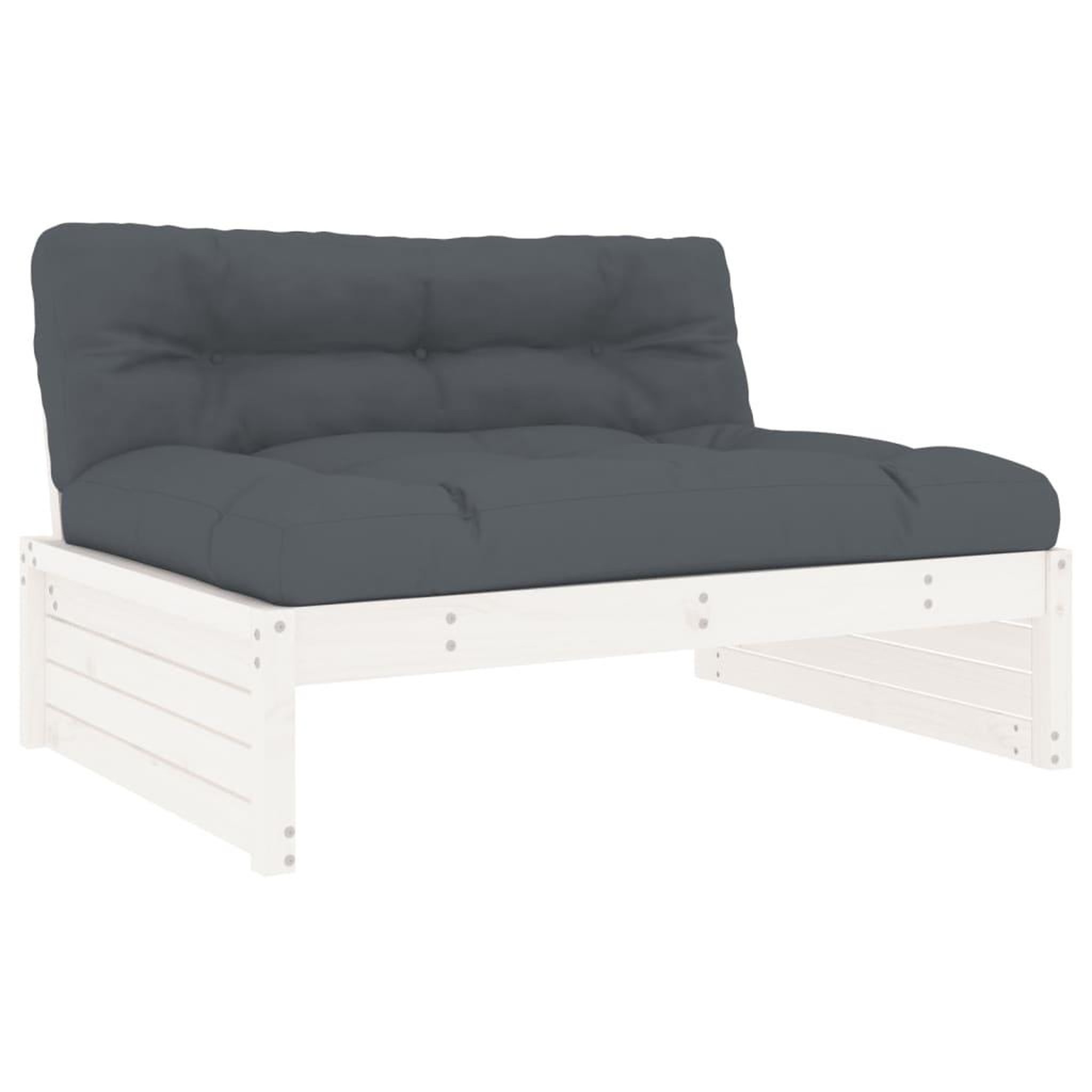 Voir la diapositive 4 : VIDAXL Salon de jardin 2 pcs avec coussins blanc bois massif