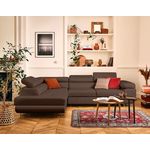 LISA DESIGN Zaria - canapé d'angle gauche 5 places convertible avec coffre et têtières en simili. Coloris disponibles : Marron, Gris, Beige, Noir