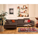 LISA DESIGN Zaria - canapé d'angle gauche 5 places convertible avec coffre et têtières en simili. Coloris disponibles : Beige, Marron, Noir, Gris