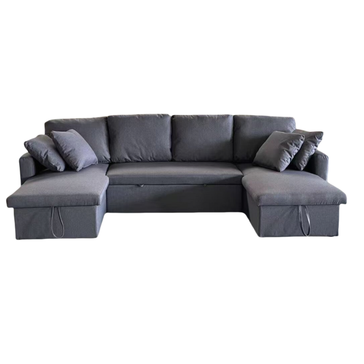 CONCEPT USINE Canapé panoramique convertible avec coffre 4 places en tissu - gris foncé MAHÉ