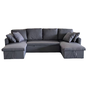 Voir la diapositive 4 : CONCEPT USINE Canapé panoramique convertible avec coffre 4 places en tissu - gris foncé MAHÉ