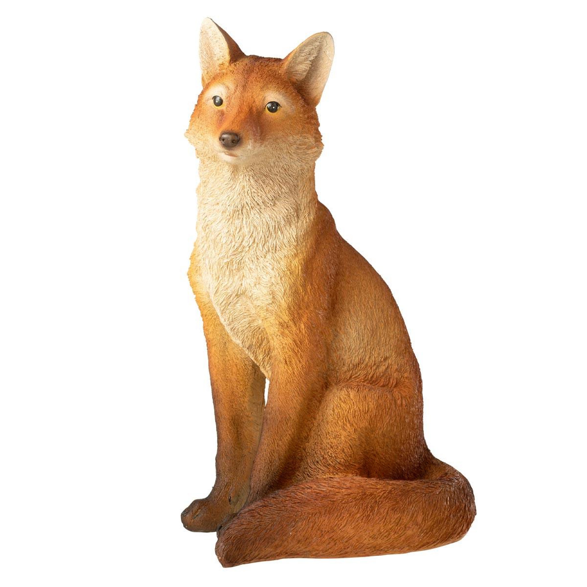 J-LINE Statue renard assis  automne  54cm orange