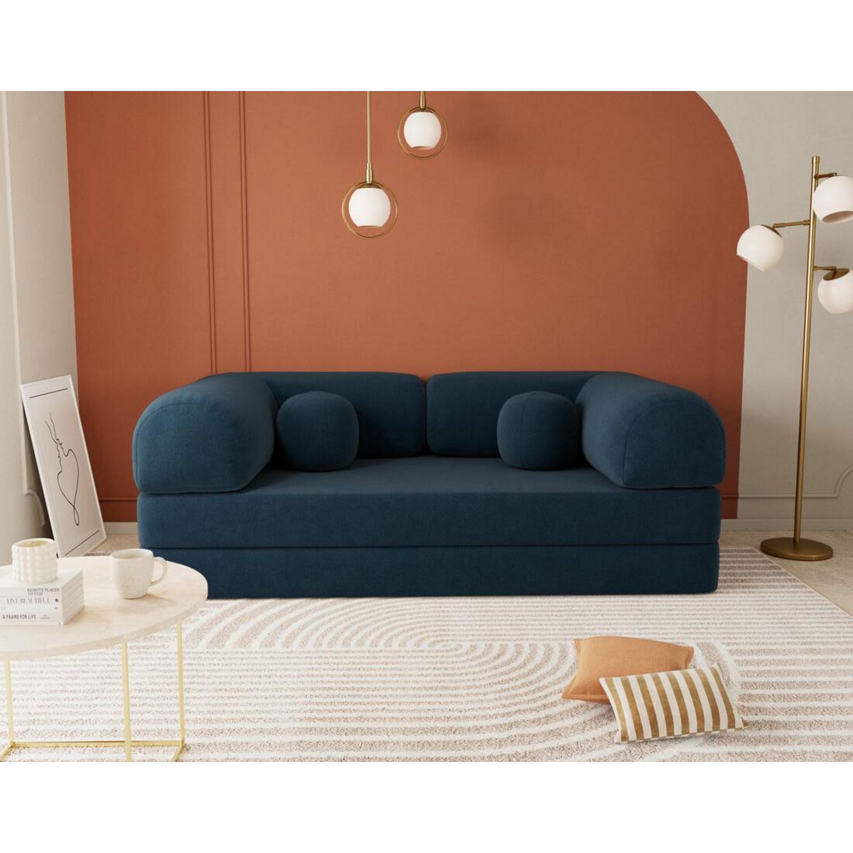 LISA DESIGN Nebula - canapé 3 places convertible en velours texturé