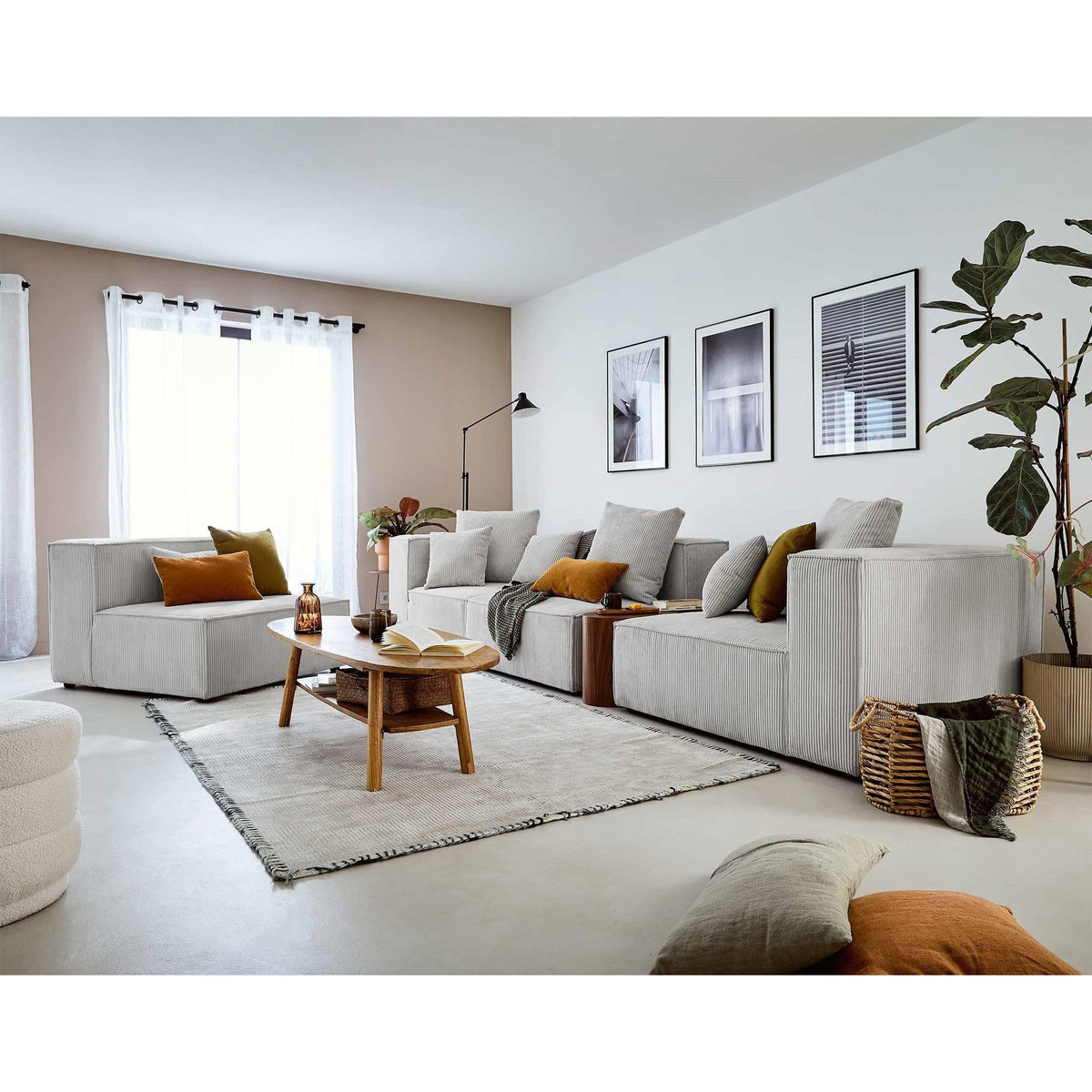 LISA DESIGN Colombine - module d'assise droit - en velours côtelé