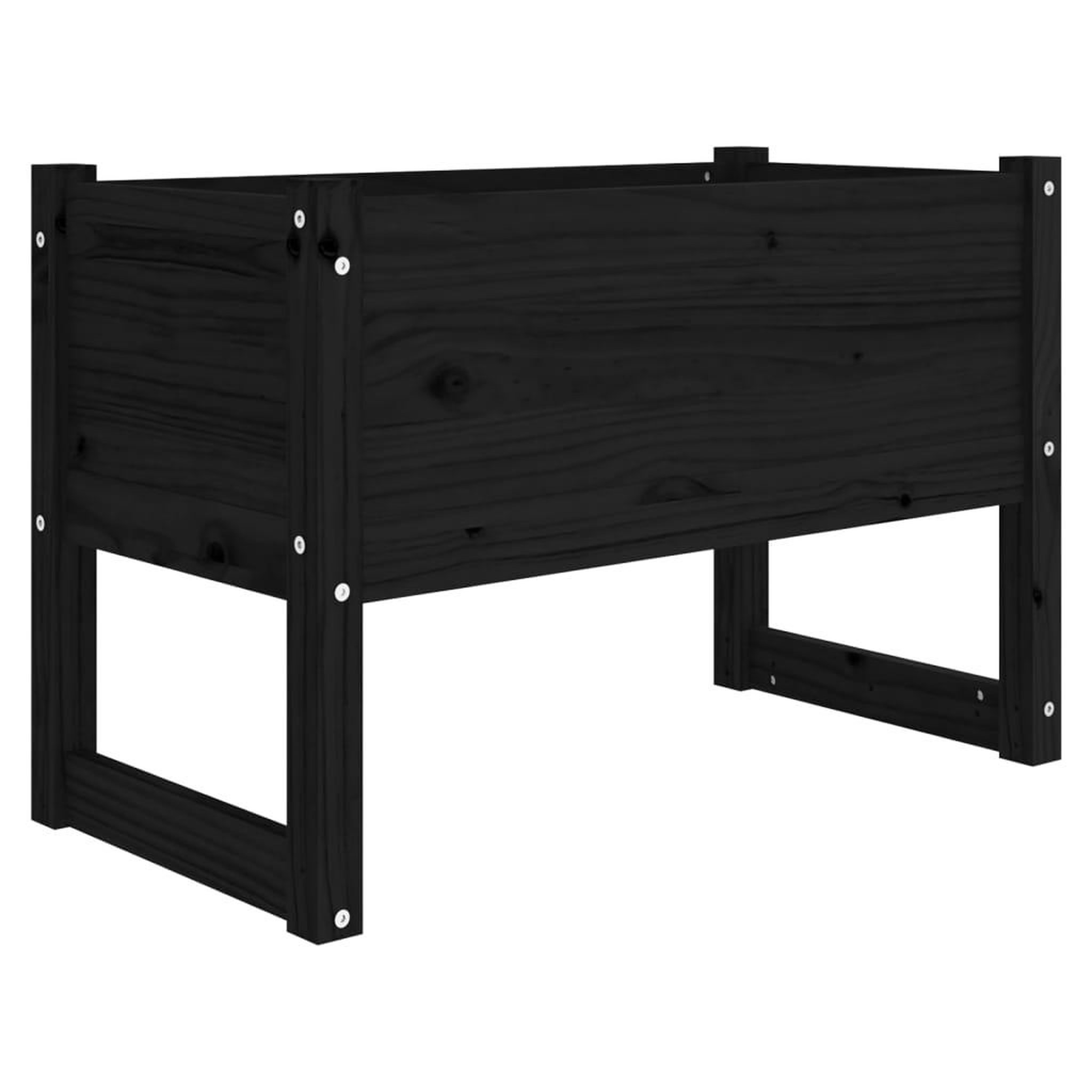 Voir la diapositive 2 : VIDAXL Jardiniere Noir 78x40x52 cm Bois massif de pin