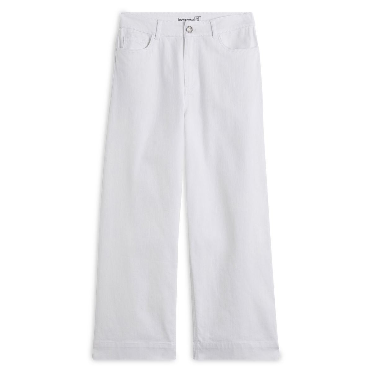 INEXTENSO Pantalon taille haute cropped blanc femme