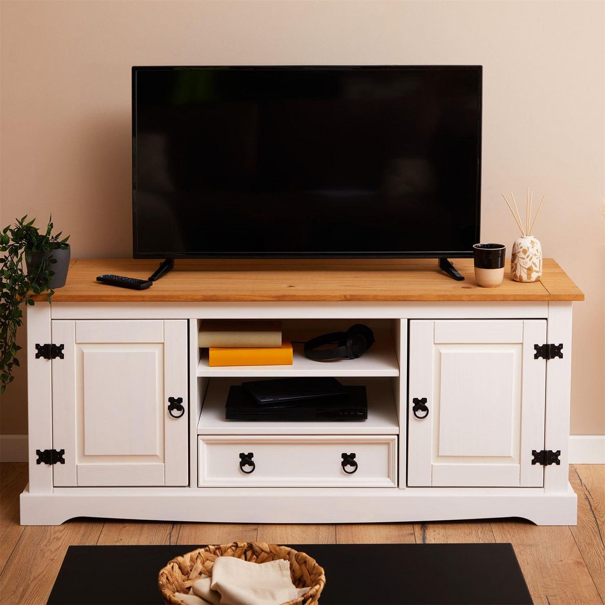 IDIMEX Meuble TV TEQUILA, 2 portes et 1 tiroir, en pin massif