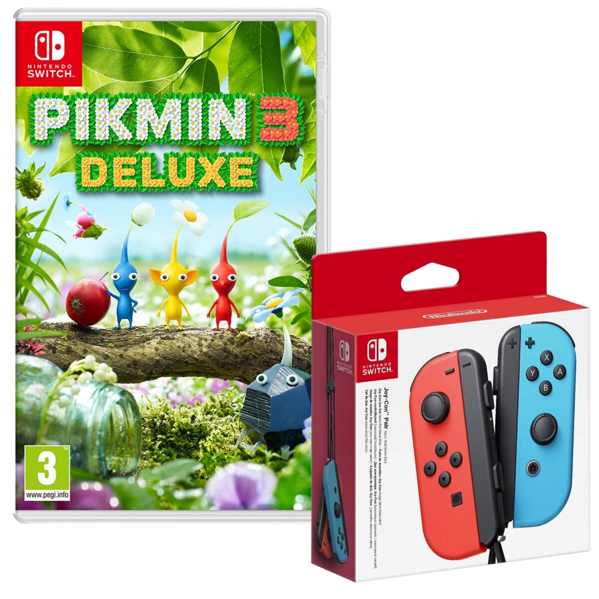 NINTENDO EXCLU WEB Manette Joy-Con Bleue et Rouge + Pikmin 3 Nintendo Switch
