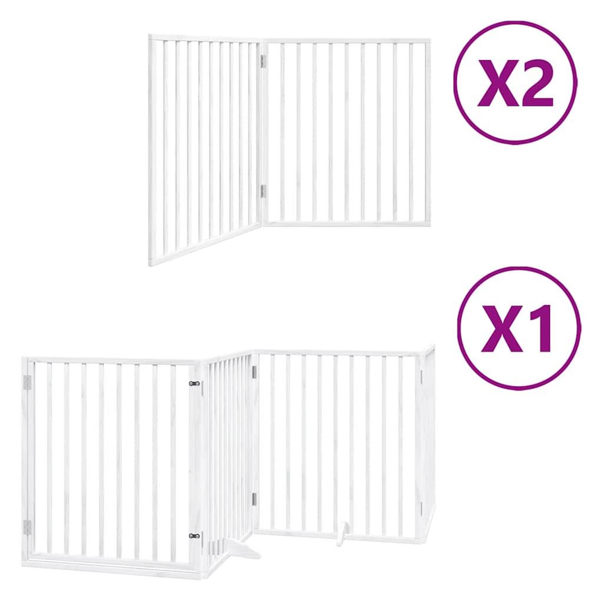 Voir la diapositive 2 : VIDAXL Barriere pour chien porte pliable 8panneaux blanc bois peuplier
