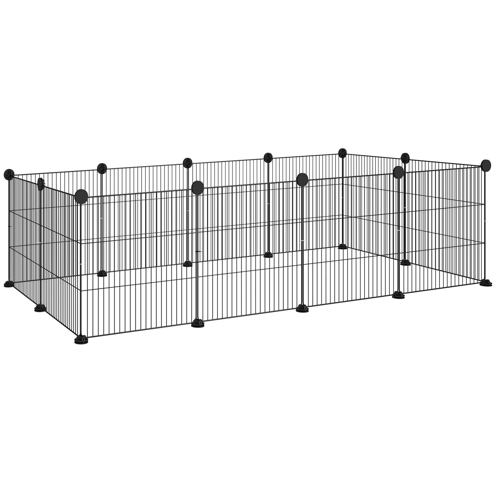 PAWHUT Cage parc enclos animaux domestiques L 140 x l 70 x H 35 cm bords arrondis fil métallique noir