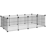 PAWHUT Cage parc enclos animaux domestiques L 140 x l 70 x H 35 cm bords arrondis fil métallique noir