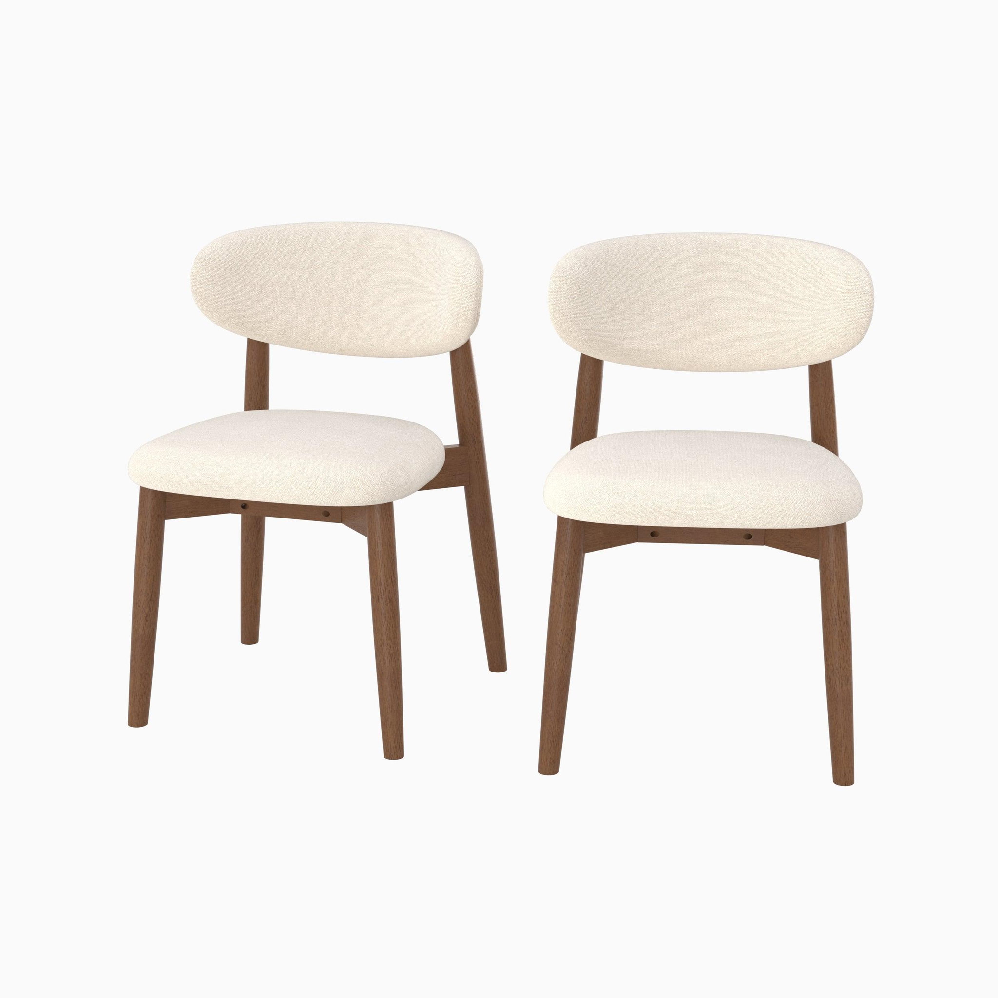 MAISON PAVANE Lot de 2 chaises en tissu beige et bois d'hévéa foncé-yuna