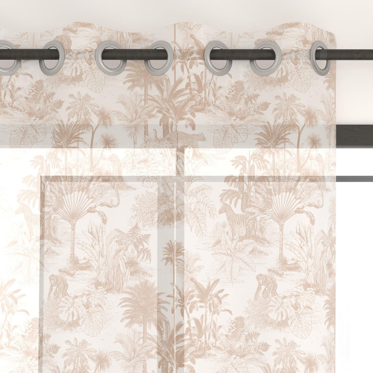 SOLEIL D'OCRE Voile à oeillets imprimé en polycoton 135x250 cm KENYA, par Soleil d'Ocre