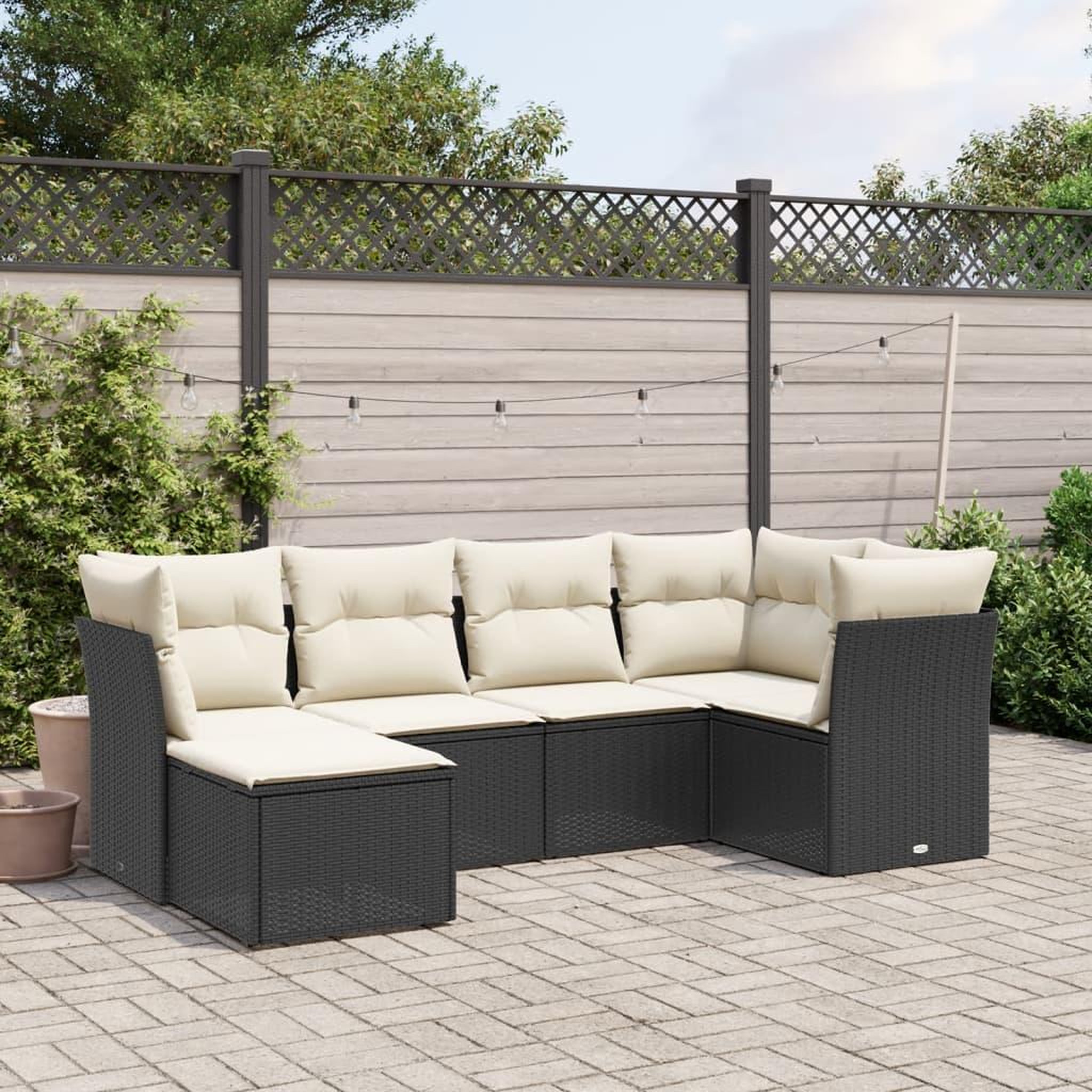 VIDAXL Salon de jardin 6 pcs avec coussins noir resine tressee