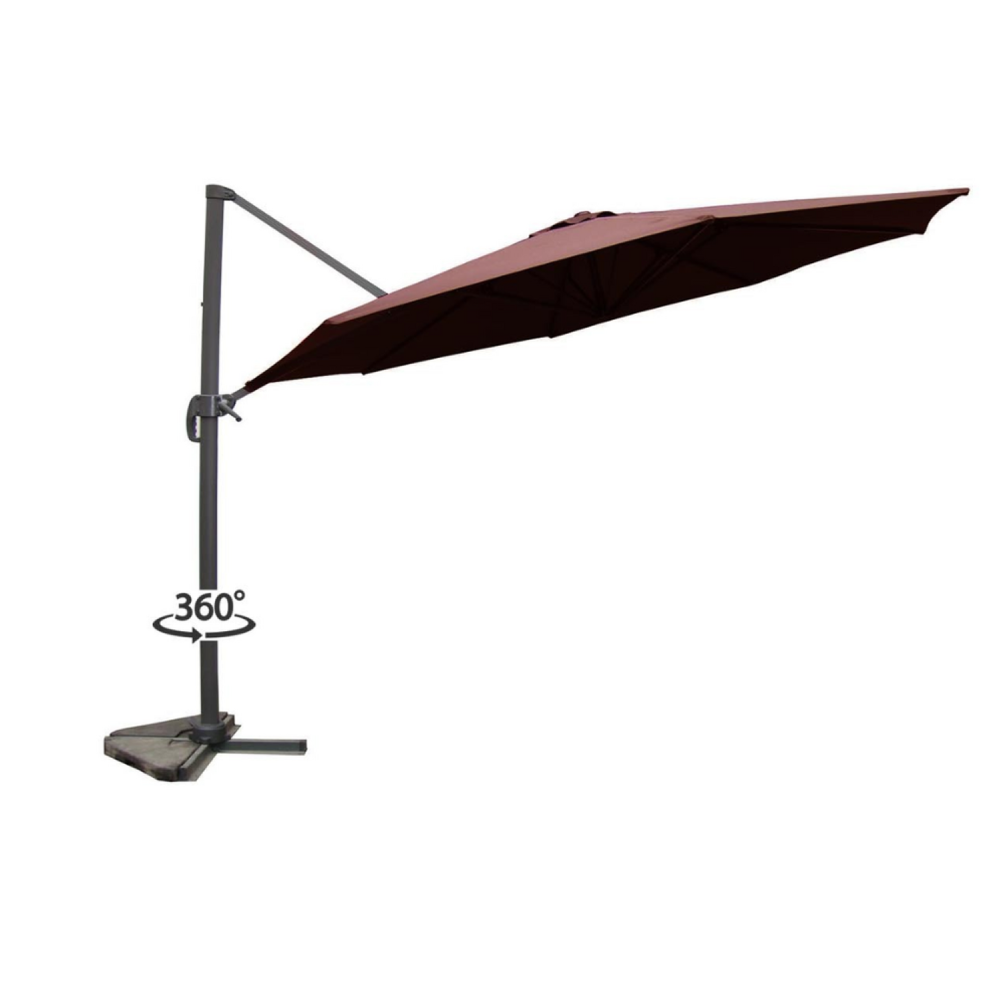 Voir la diapositive 3 : CONCEPT USINE Parasol marron droit rond 35 x 35 m rotatif à 360 castillo