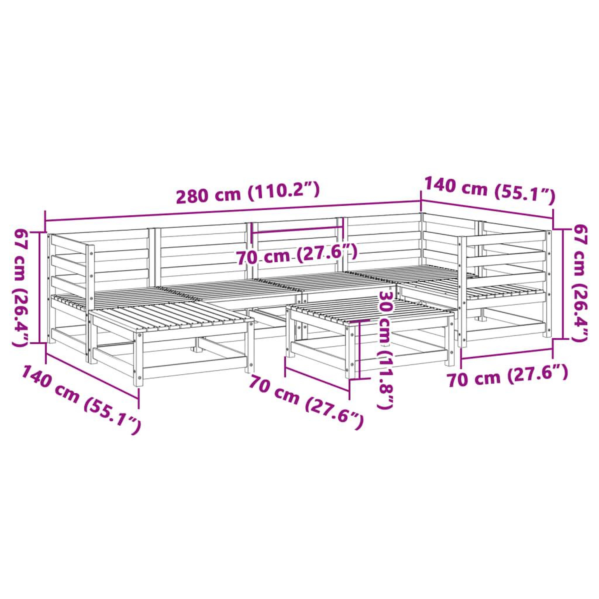 Voir la diapositive 6 : VIDAXL Salon de jardin 7 pcs bois massif sapin de douglas
