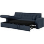 Voir la diapositive 6 : MARKET24 Canapé d'angle convertible et réversible 3 places ROMAN - Tissu bleu foncé - Coffre de rangement - L235 x H81 x P 85/153 cm