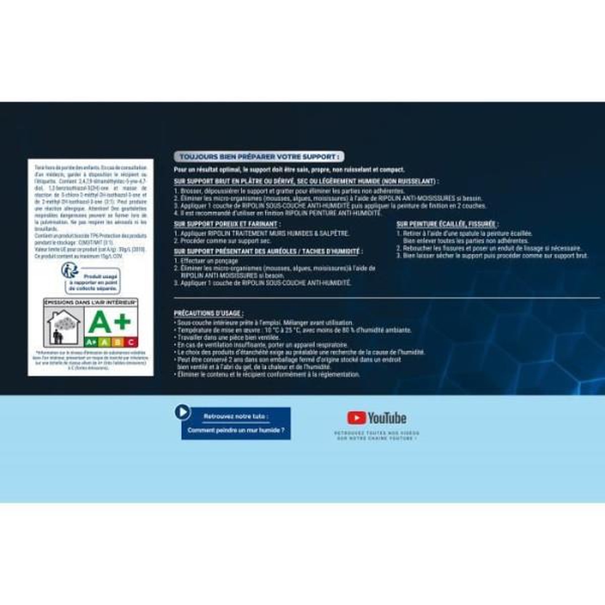 Voir la diapositive 4 : RIPOLIN Sous couche anti-humidité mat blanc 2,5l ripolin