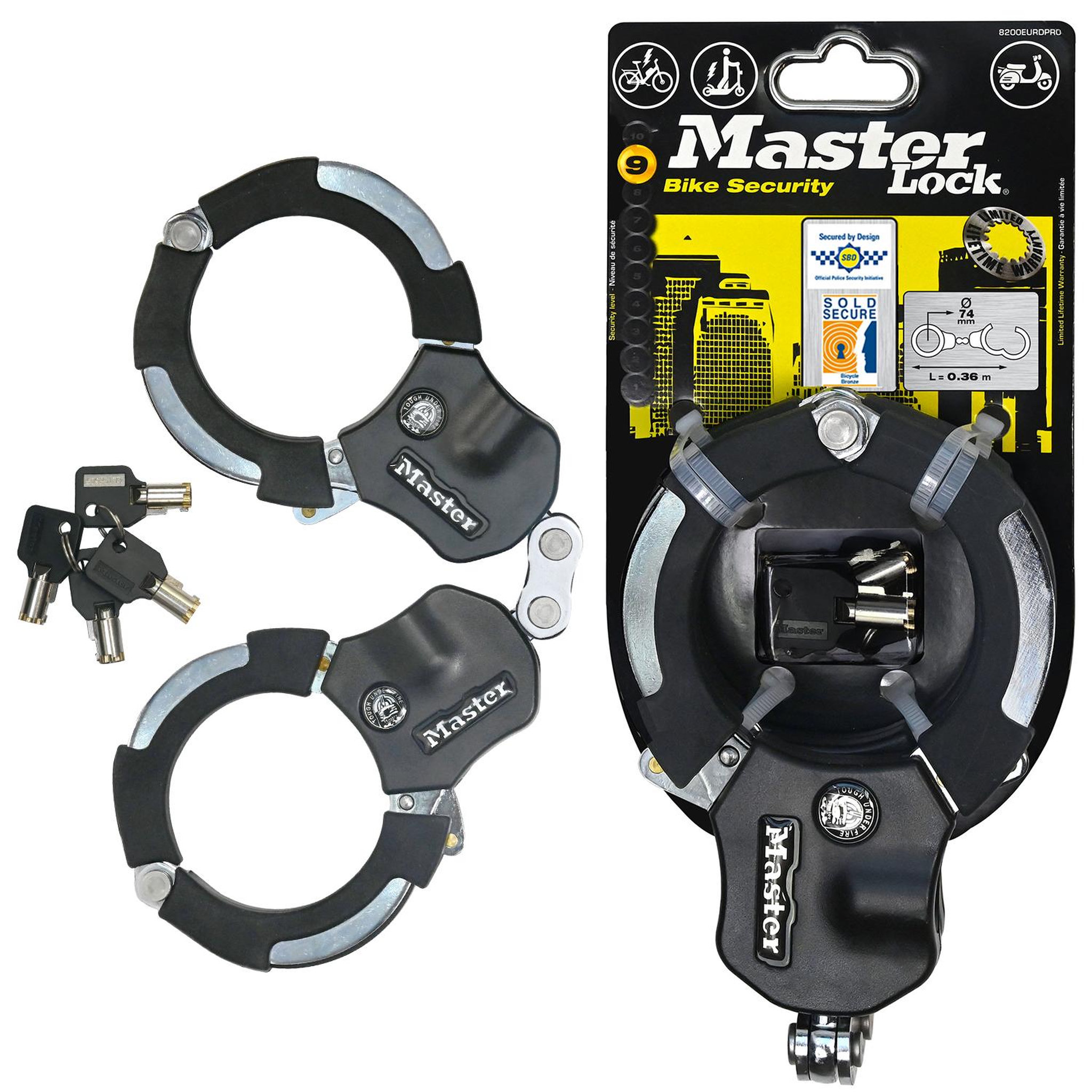 Master lock Menottes antivol [1 maillon] [certifié sold secure] 8200eurdpro
