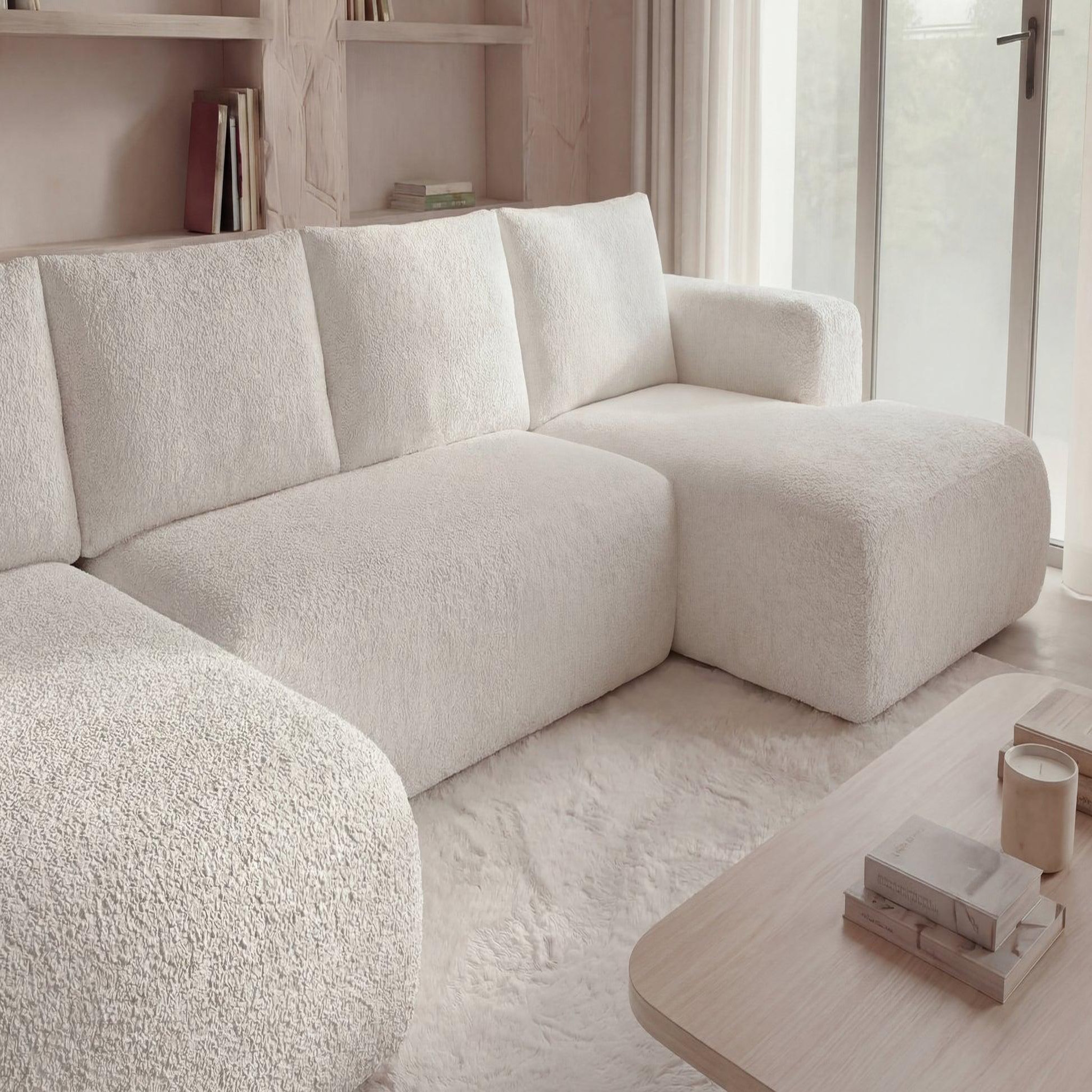 Voir la diapositive 4 : CASANOVA PARIS Ariel - canapé panoramique tissu bouclette 5 places