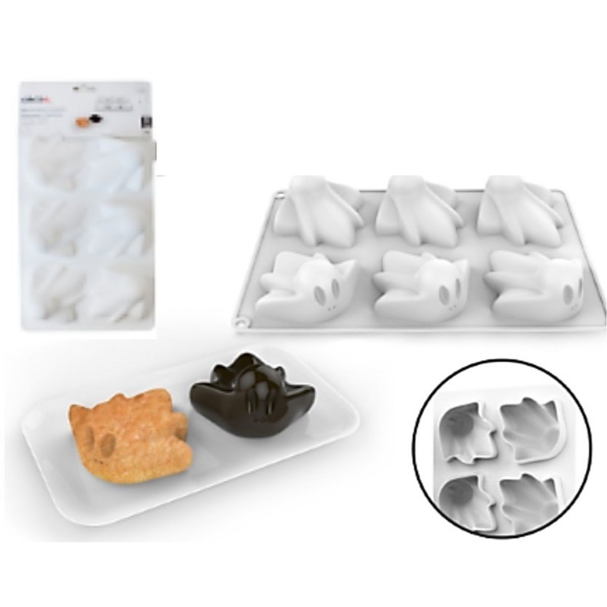  MOULE 6 FANTOMES 3D SILICONE  27X18CM