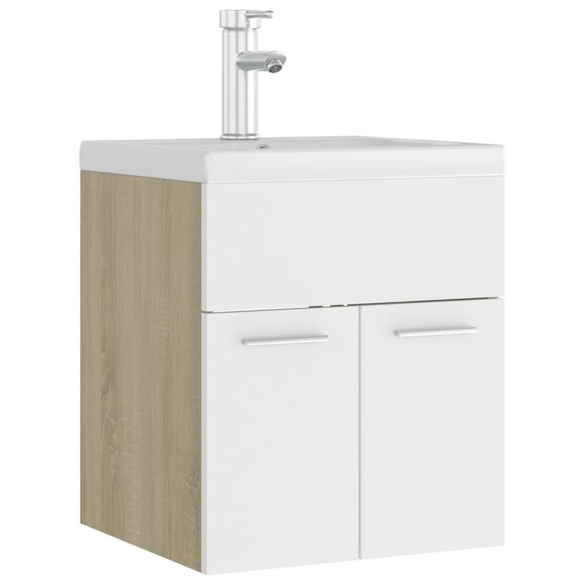 VIDAXL Armoire d'evier avec lavabo integre blanc et chene sonoma