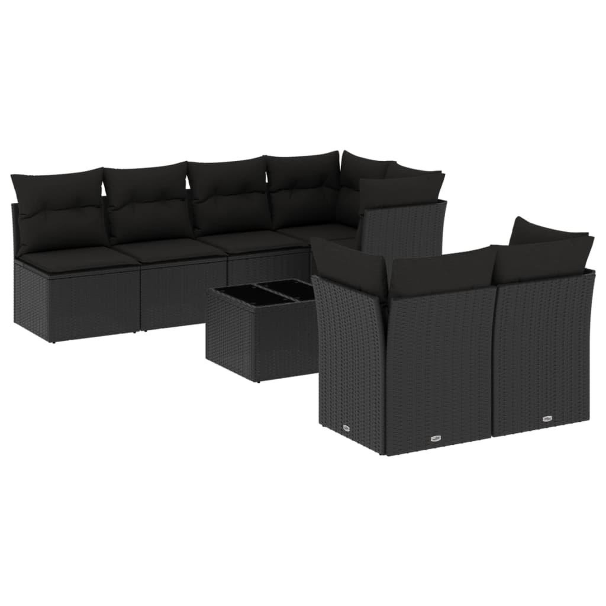 Voir la diapositive 2 : VIDAXL Salon de jardin 8 pcs avec coussins noir resine tressee