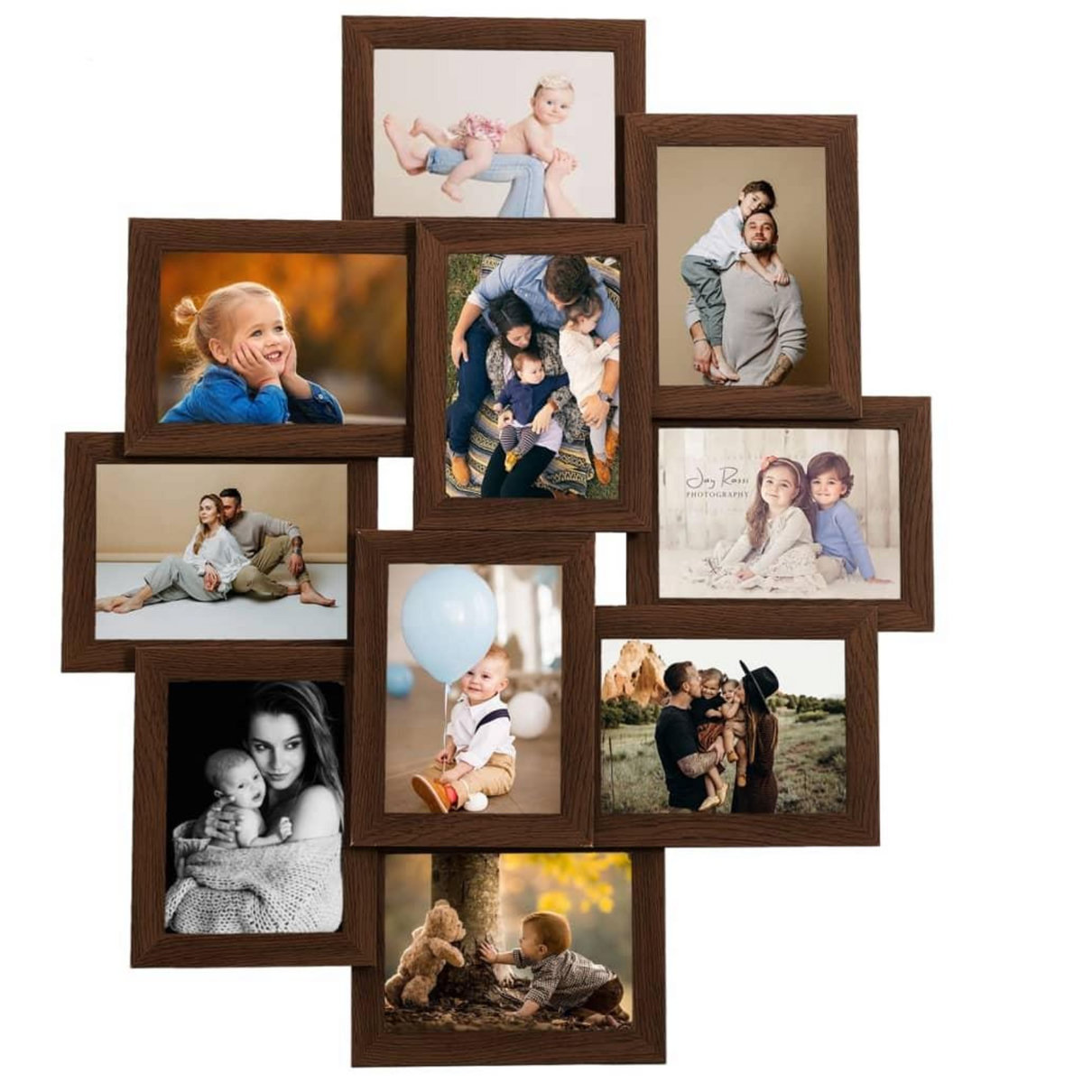 VIDAXL Collage de cadres photo de photo10x(13x18 cm) Marron fonce MDF