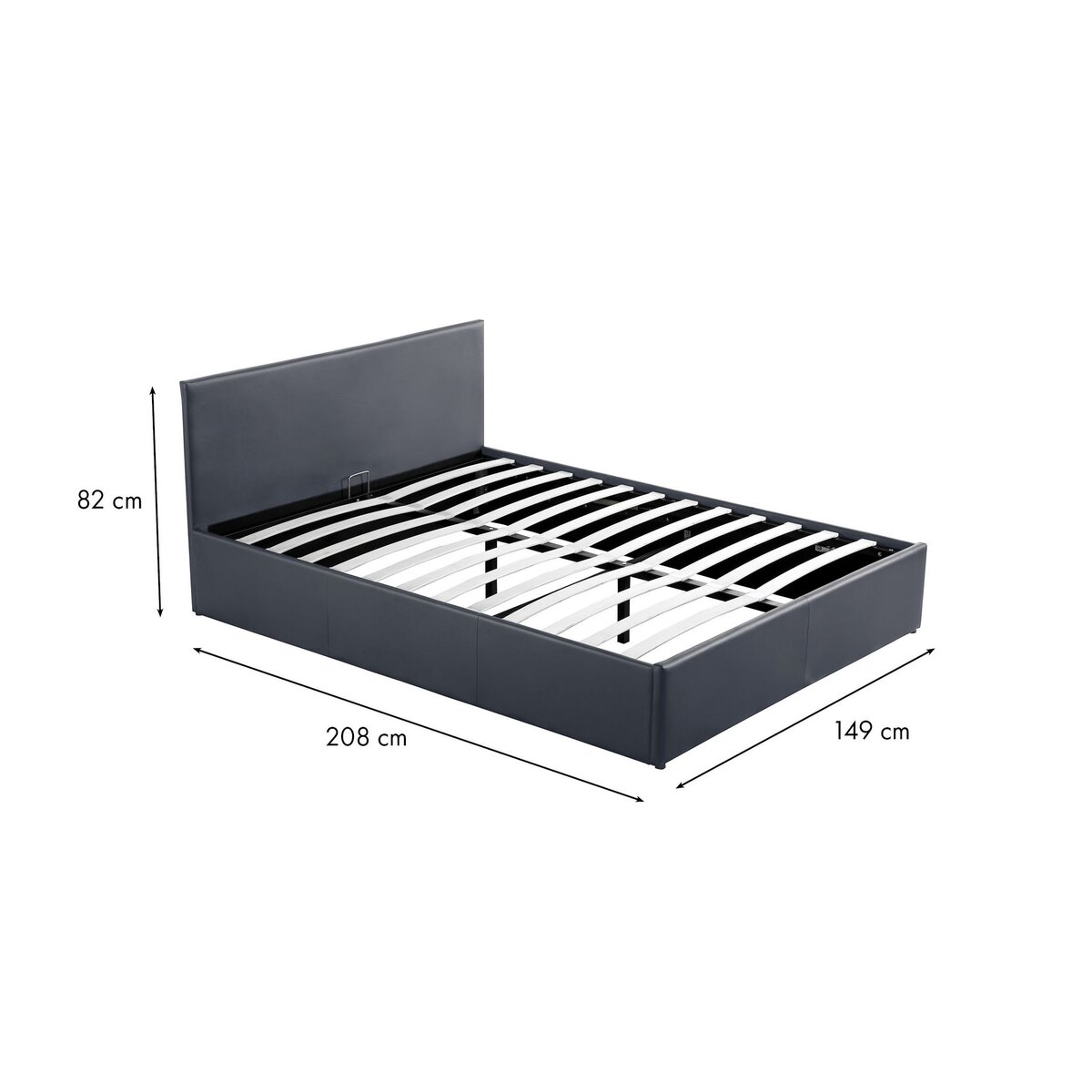 Lit coffre 140x190 cm sommier inclus avec tête de lit WILLOW